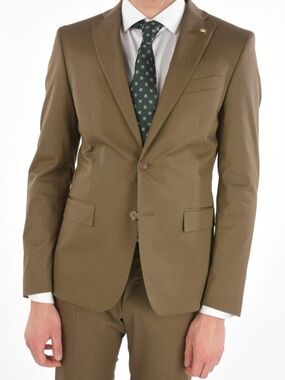 Corneliani Beige Olive Suit Jacket with Notch Lapel